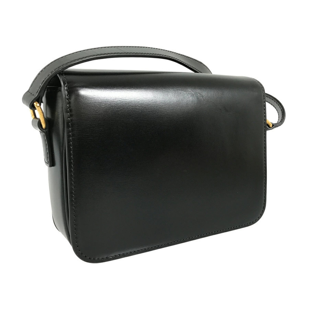 Celine Leather Bag Triomphe Shoulder Teen Black